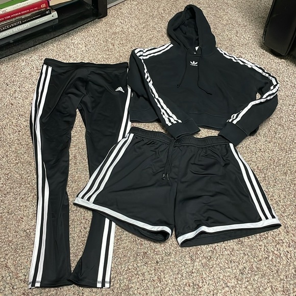 3 pc adidas set- hoodie, leggings and shorts - Picture 1 of 9